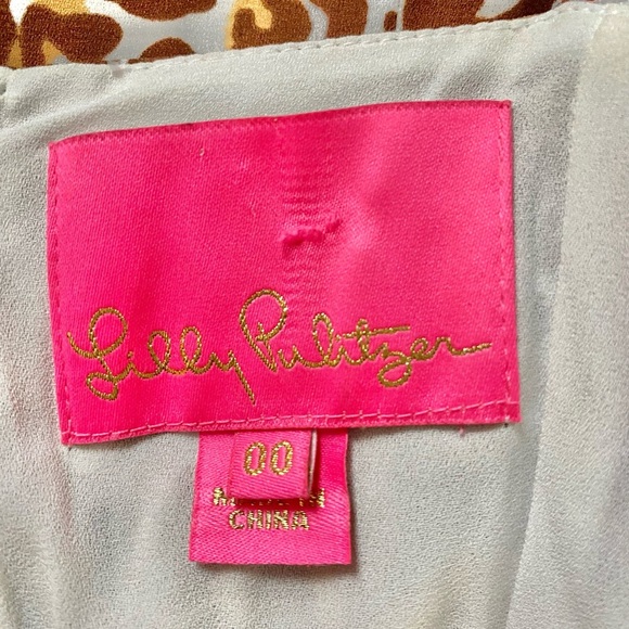 Lilly Pulitzer Women’s Leopard Print Faux Wrap Ruffled Chiffon Mini Dress Sz 00 - Picture 14 of 15